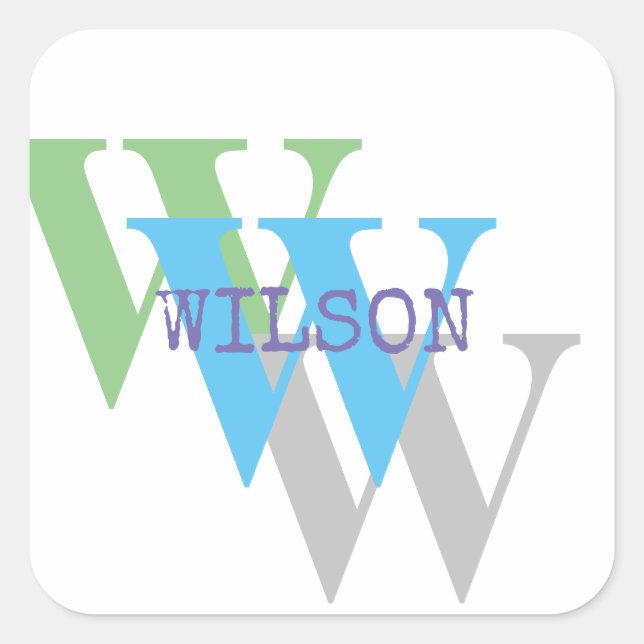 Sticker name monogram white (Front)