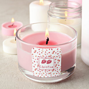 Sticker Name XO Candy Pattern Valentines Day 1.5in