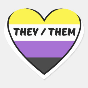 Sticker Non-Binary Flag With They/Them Pronouns