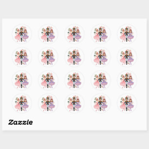 Sticker-Nutcracker Ballet-Whimsical Christmas Classic Round Sticker