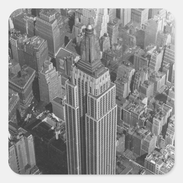 Sticker NYC Vintage Aerial Empire State Building (Front)