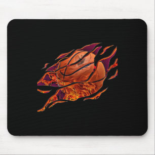 Sticker Of A Fire Basketball Mouse Mat