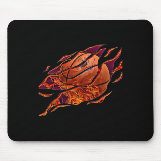 Sticker Of A Fire Basketball  Mouse Mat (Front)