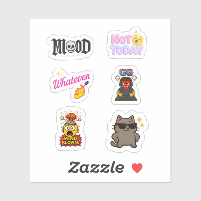 Sticker pack - 5 cool text emoji stickers (Sheet)