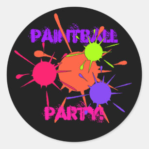 Sticker Paintball Party Colourful Splatters Paint