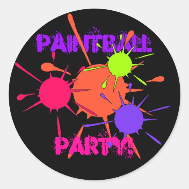 Sticker Paintball Party Colourful Splatters Paint (Front)