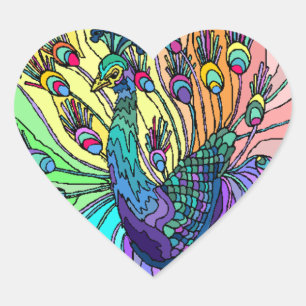 Sticker peacock heart peafowl hearts birds bird