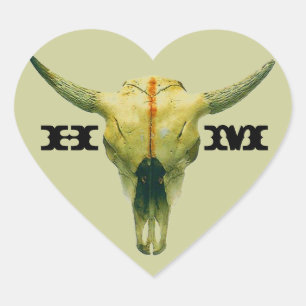 Sticker Personalise Ranch Range Cow Skull Monogram