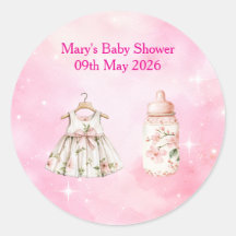 Sticker-Pink Chinoiserie  Baby Shower Stickers