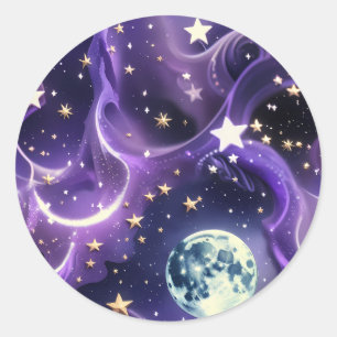 Sticker - Purple Celestial Moon Phases Design