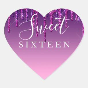 Sticker - Purple & Pink Glitter Drip Sweet Sixteen