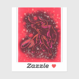 Sticker Red Bull Running At Starry Night