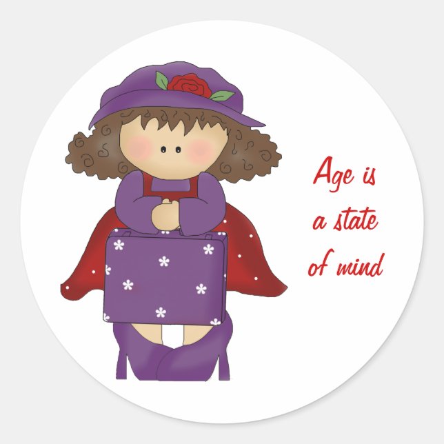 Sticker-Red Hat Ladies Classic Round Sticker (Front)