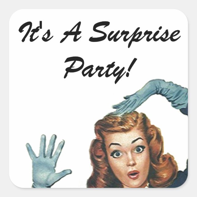 Sticker Retro Lady Surprise Party Envelope Seals (Front)
