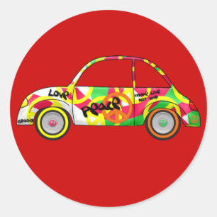 Sticker Retro Love Peace Retro 60's 70's Car