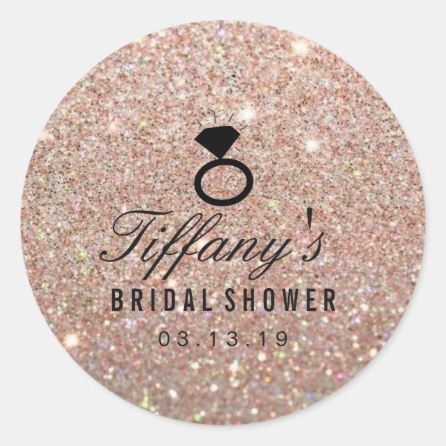 Sticker - Ring Bridal Shower Glitter Rose Gold (Front)