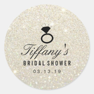 Sticker - Ring Bridal Shower Glitter White Gold
