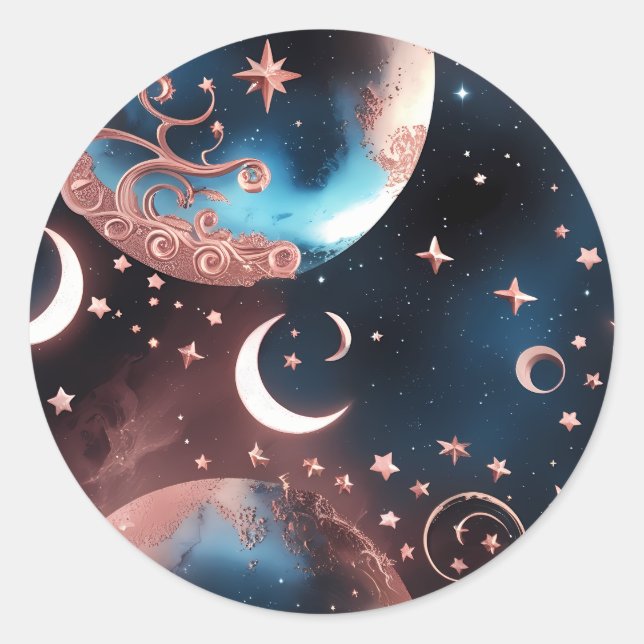 Sticker - Rose Gold Celestial Moon Design (Front)