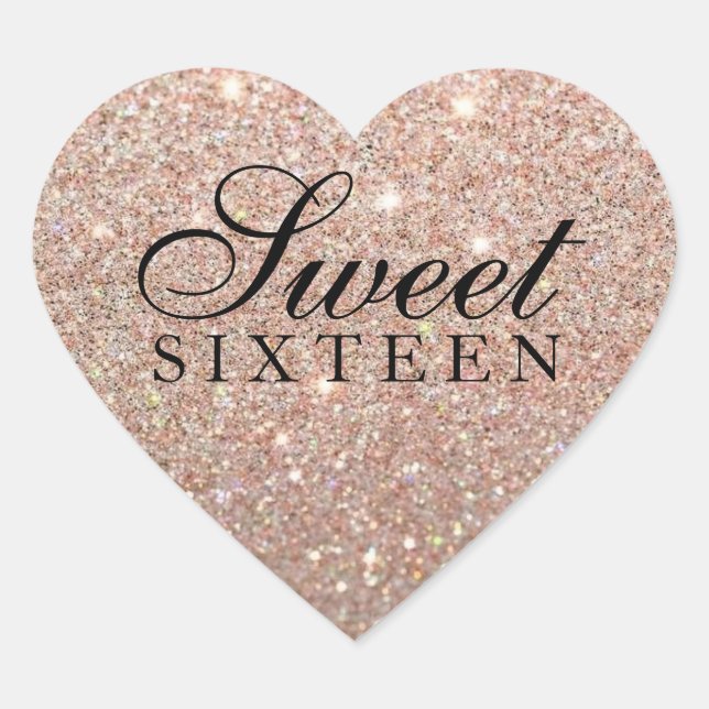 Sticker - Rose Gold Glitter Fab Sweet 16 (Front)