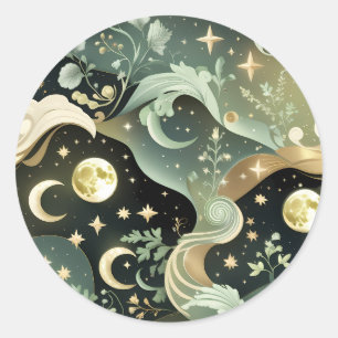 Sticker - Sage Green Celestial Moon Lunar Design 