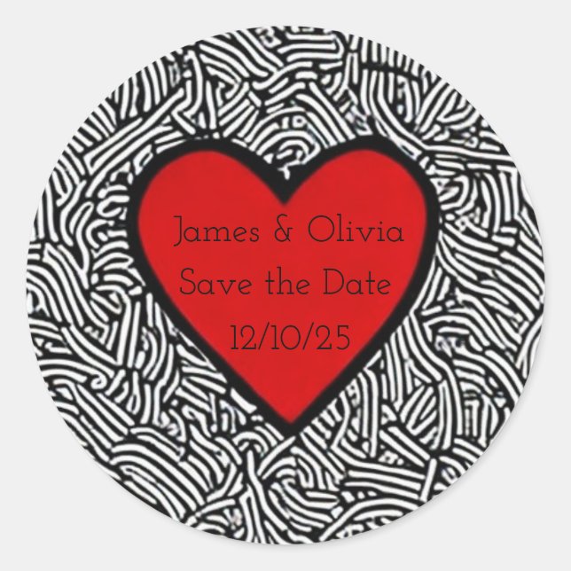 Sticker save the date doodle heart (Front)