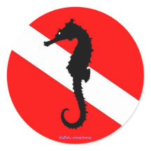 sticker - seahorse dive flag