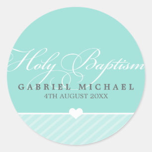 STICKER SEAL holy baptism lovely script type aqua