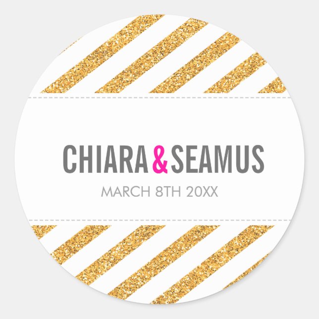 STICKER SEAL modern simple gold glitter stripe (Front)