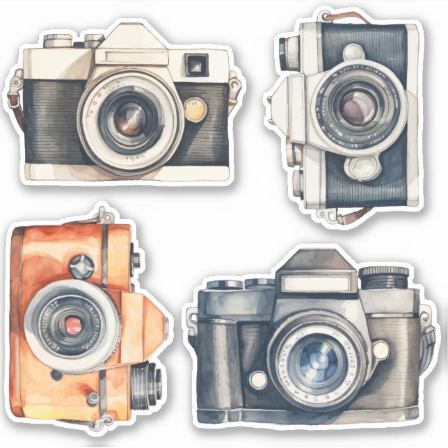 Sticker Set Vintage SLR Cameras Photographer Vinyl (Front)