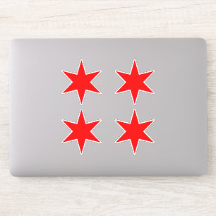 Sticker Sheet Chicago Flag Red 6-Pointed Star