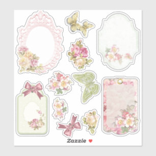 Sticker Sheet - Vintage Floral Ephemera Scrapbook