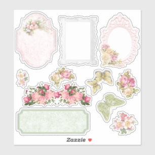 Sticker Sheet - Vintage Floral Ephemera Scrapbook