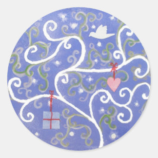Sticker sheet with Dove and Swirly Tree Design