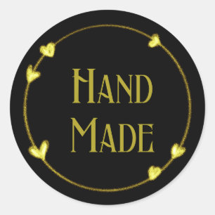 Sticker Sheets - Black Gold Heart Handmade