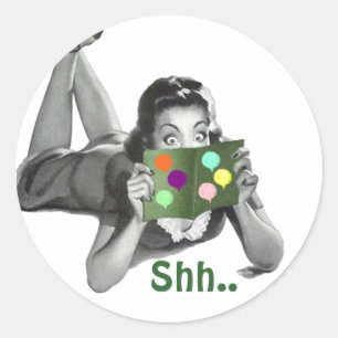 Sticker Shh... Retro Lady Fun Surprise Party Seals
