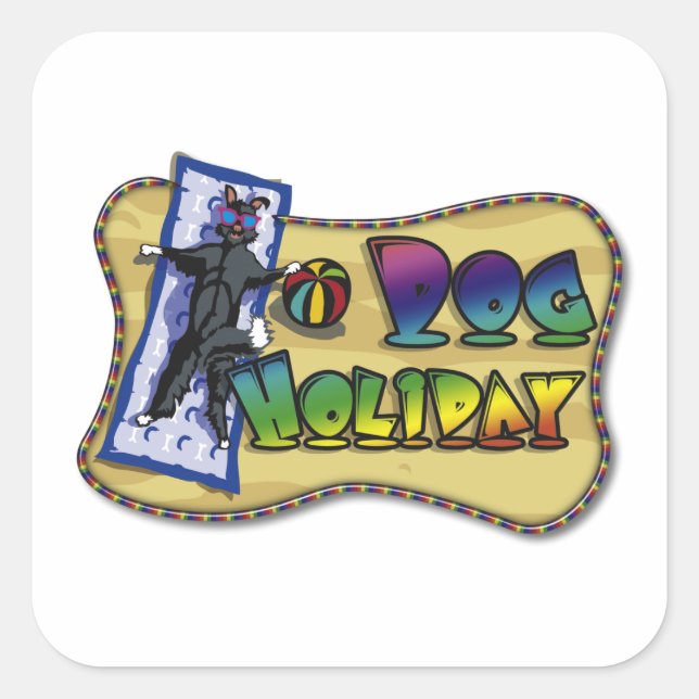 Sticker square Dog Holiday Colour (Front)