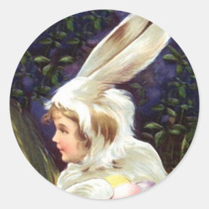 Sticker Sweet Antique child Easter bunny Costume