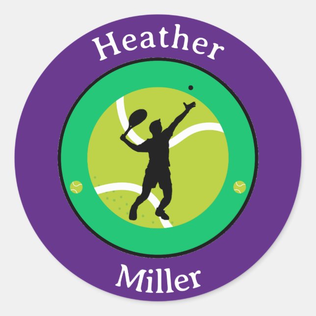 Sticker - Tennis Player - Personalised - Add Name (Front)