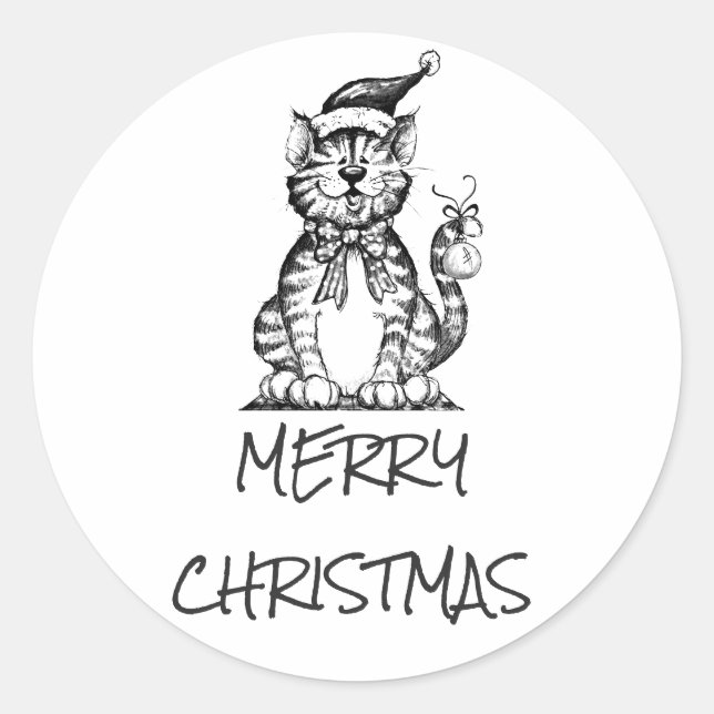 STICKER TO SAY **MERRY CHRISTMAS** WITH KITTEN (Front)