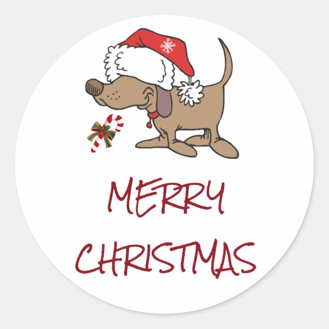 STICKER TO SAY **MERRY CHRISTMAS** WITH PUPPY (Front)