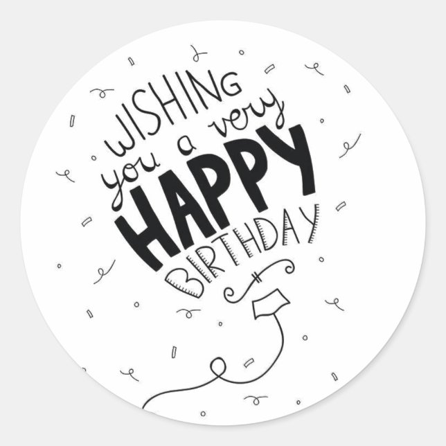 STICKER TO SAY **WISHING HAPPY BIRTHDAY*** (Front)