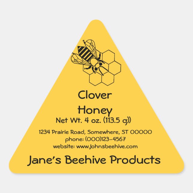 Sticker (Tri)- Honey Business (Bee on comb) (Front)