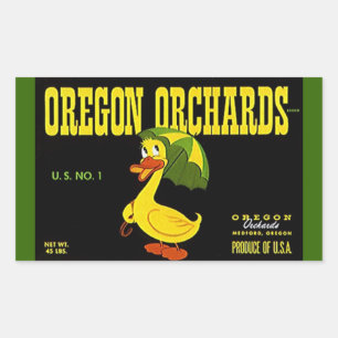 Sticker Vintage Advertising Oregon Orchards Duck