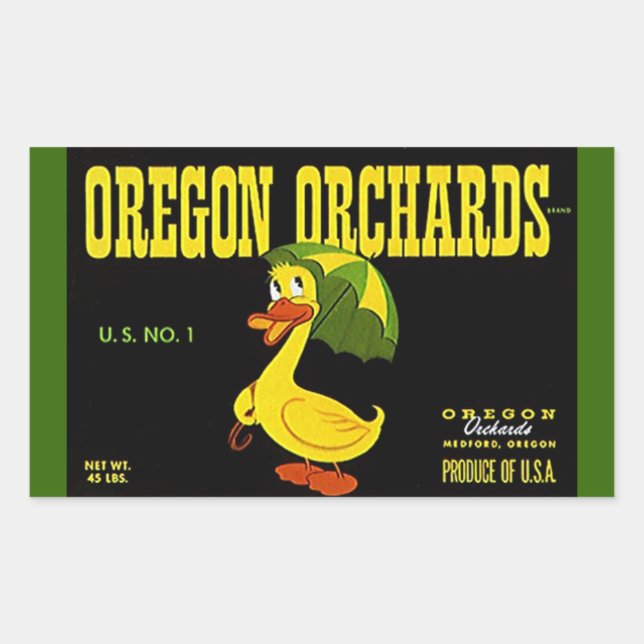 Sticker Vintage Advertising Oregon Orchards Duck (Front)