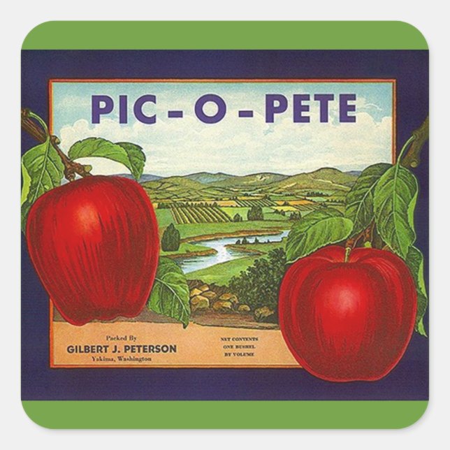 Sticker Vintage Advertising Pic-O-Pete Pete Apples (Front)