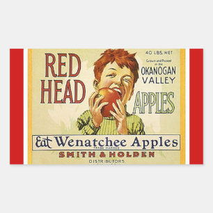 Sticker Vintage Advertising Red Head Apples Apple
