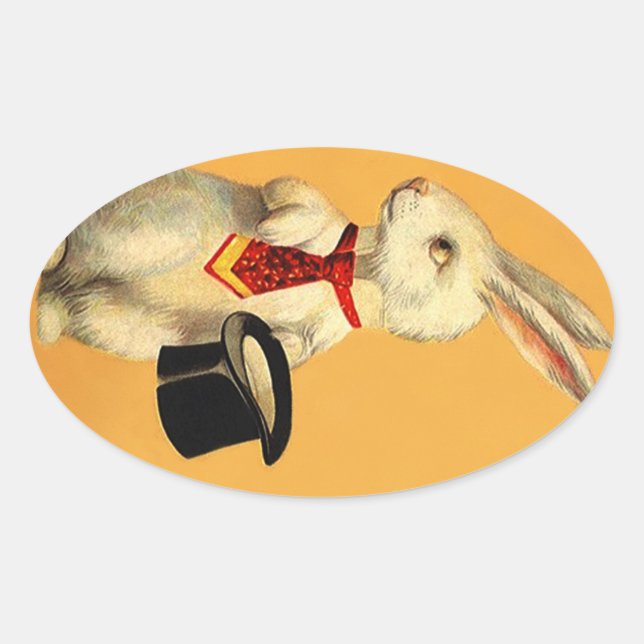Sticker Vintage Anthro Magic Hat Trick Rabbit Hare (Front)