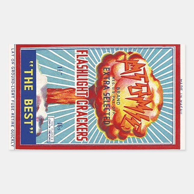 Sticker Vintage Atomic Flashlight Firecrackers Ad (Front)