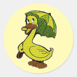 Sticker Vintage Baby Duck Shower Ducky Dots Circle