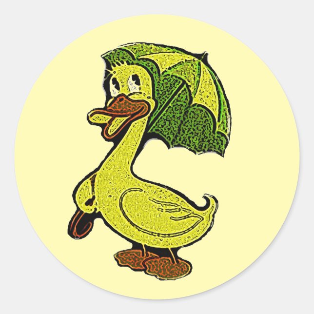 Sticker Vintage Baby Duck Shower Ducky Dots Circle (Front)